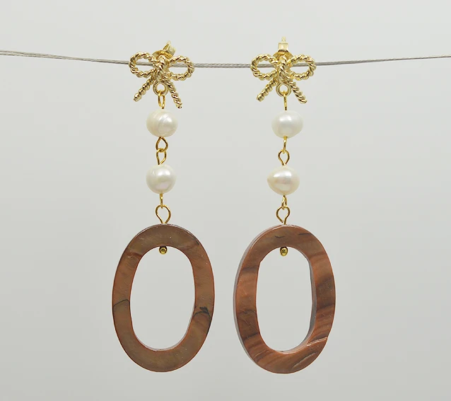 

Unique Design AA Natural Pearl Earring White 9mm Round Freshwater Pearl Coffee Shell Gold Color Butterfly Silve Fine Jewelry