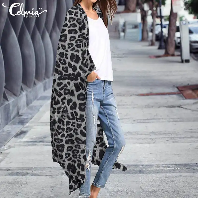 Размера плюс Celmia Весна для женщин в винтажном стиле кимоно кардиган плащ Тренч