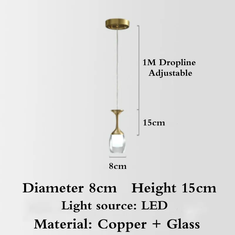

Wine Glass Copper Dining Room Pendant Lights Creative Bedroom Bedside Lighting Lamp Kitchen Hanging Lamp dining room furniture