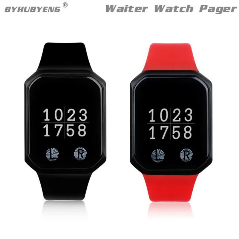 2 watch BYHUBYENG беспроводной звонок супер большой сенсорный одной кнопкой с водонепроницаемой функцией беспроводной пейджер ресторан вызова официанта - Цвет: 2 watch