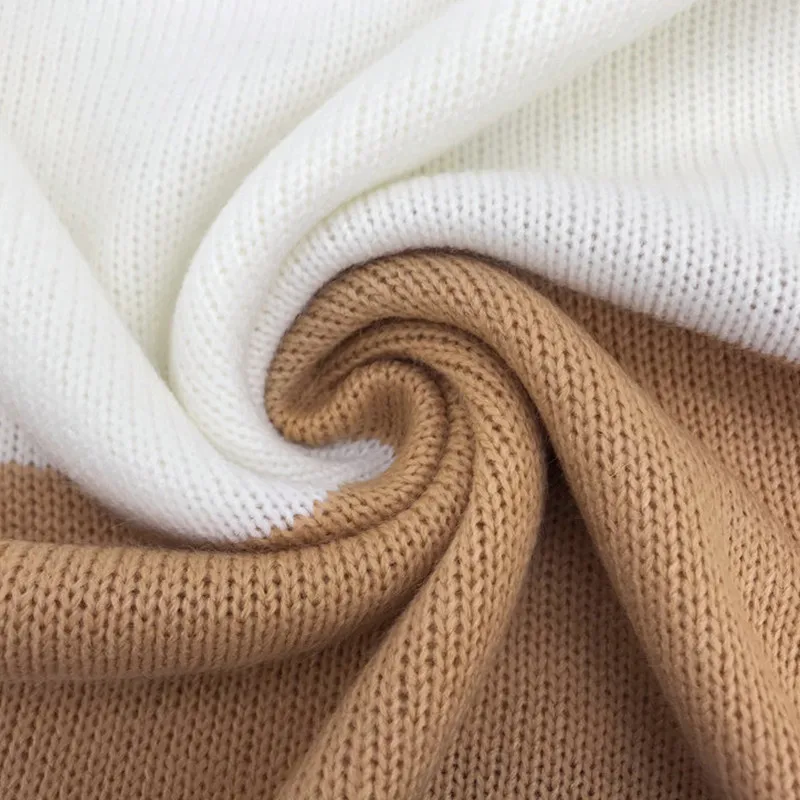 

Leosoxs 2020 Autumn Winter Turtleneck Women's Mini Dress Casual Slim Long Sleeve Stripe Color Matching Ladies Knit Dresses Basic