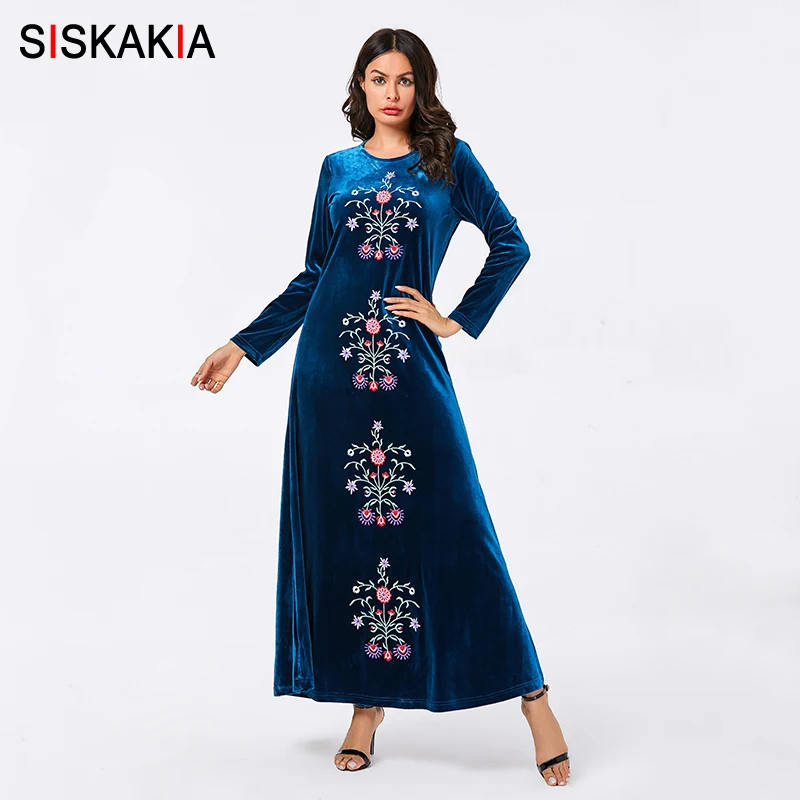 Женское бархатное платье Siskakia повседневное длинное до щиколотки с длинным