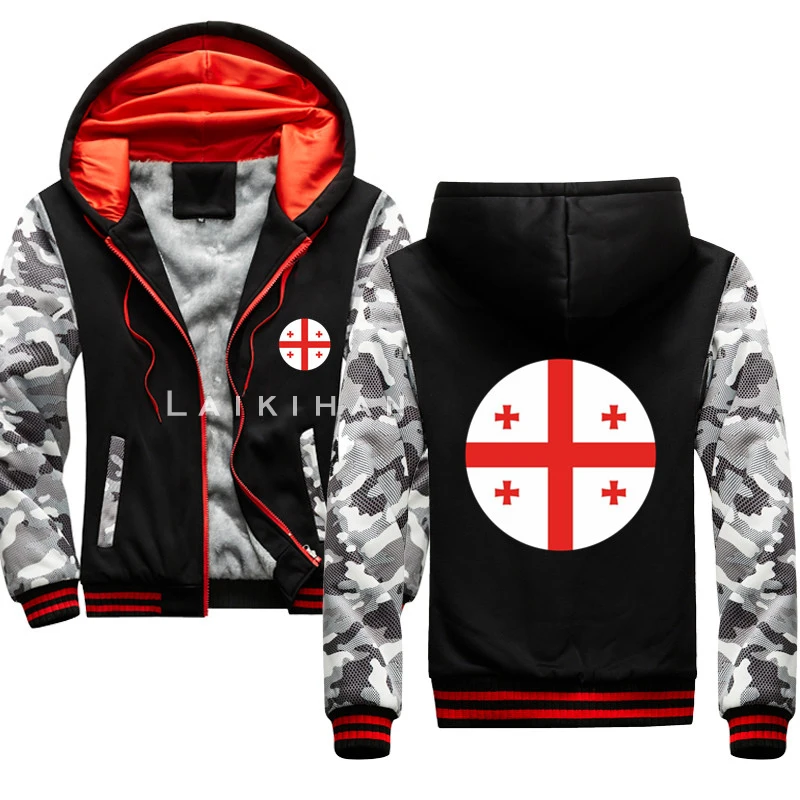 

Round Georgia Mens Hoodies Casual Hooded Coat Autumn Sportswear Male Cardigan Sweatshirt Mens Hip Hop Coats Brand Clothing