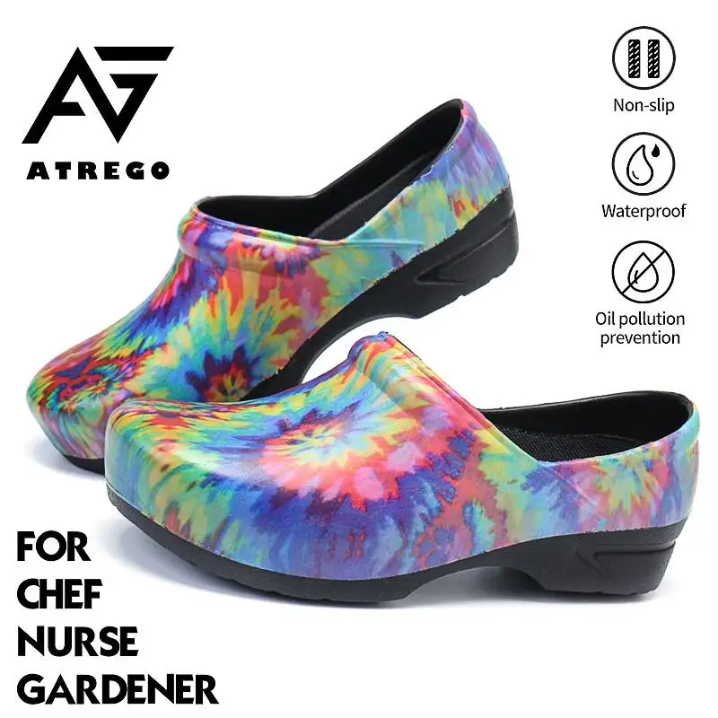 

AtreGo женские разноцветные Нескользящие ботинки шеф-повара для отеля кухни, повседневные рабочие ботинки на плоской подошве, дышащая водонеп...