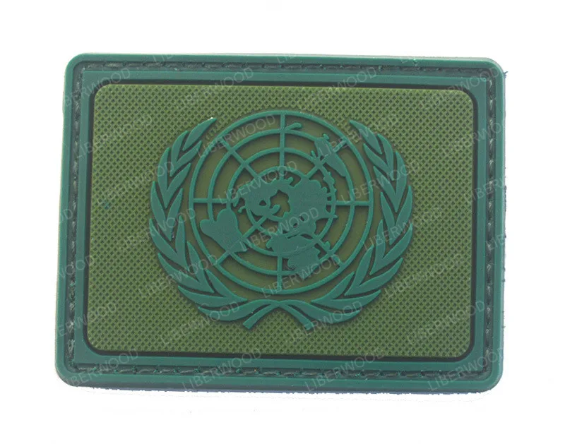Un ООН. Значок ПВХ тактический армейский страйкбол патч нагрудный знак крючок военный Brassard Боевая нарукавная повязка армейская Эмблема патч