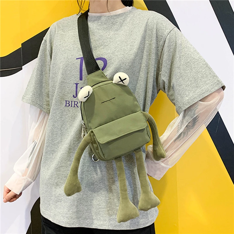 

New Personality Girl Small Bag Tide Cartoon Cute Frog Casual Messenger Bag Chest Unisex Shoulder Crossbody Women Bag Wholesale