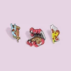 Эмалированная брошь в виде мультяшного Хэллоуина, пицца, скелета, сумочка, одежда, булавка на лацкан, значок Саша из мультфильма, ювелирное изделие, подарок для людей