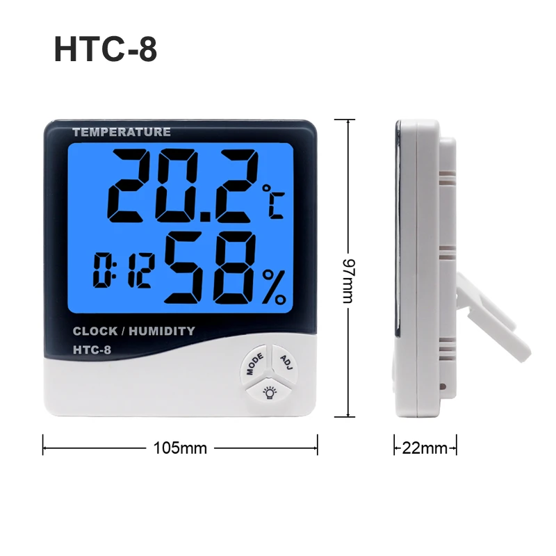Метеостанция HTC-1/HTC-8 домашний Цифровой термометр гигрометр настенный электронный измеритель температуры и влажности Будильник
