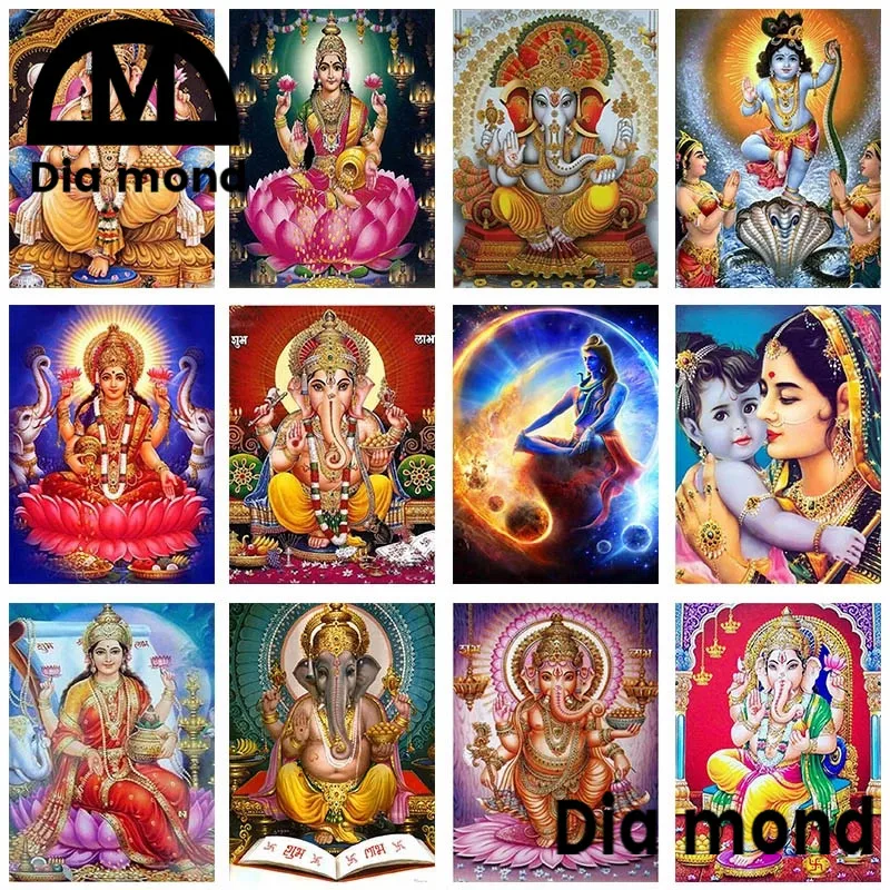 

Buddha Ganesha Diamond Embroidery Cross Stitch Religion India God 5D Diy Diamond Painting Art Full Mosaic Drill Home Decor Art