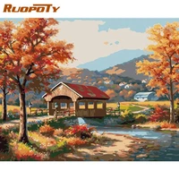 ruopoty 60x75cm frame painting by number for adults autumn scenery picture by numbers handpainted acrylic paint on canvas arts