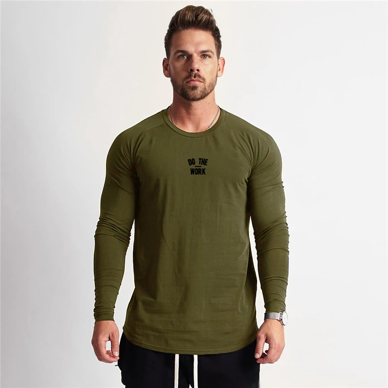 

Running Shirt Men Gym Clothing Fitness T-shirt Men Casual Long Sleeve Cotton T Shirt Male Sport Tees Tops Autumn Workout Clothes