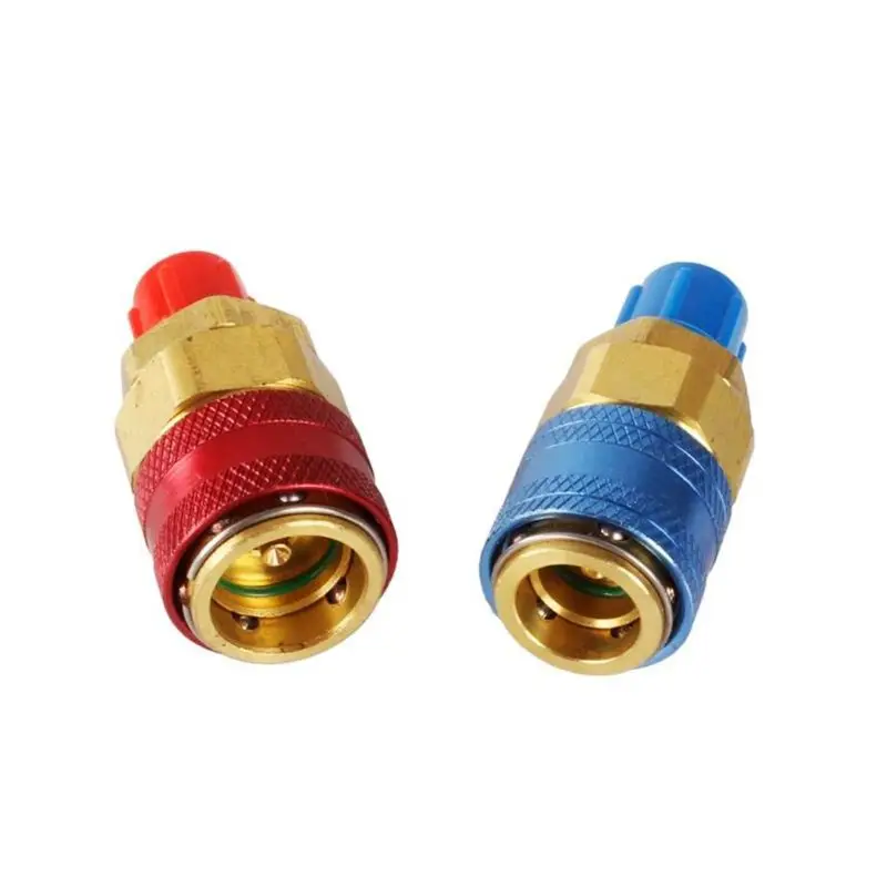 

1 Pair Freon R134A H/L Car Quick Coupler Brass Adapters Air Conditioning Refrigerant Adjustable AC Manifold Gauge