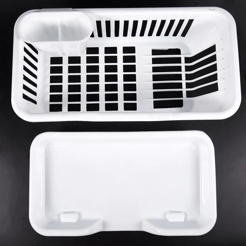 Kitchen Sink Dish Plate Utensil Drainer Drying Rack Holder Basket Organizer Tray White | Дом и сад