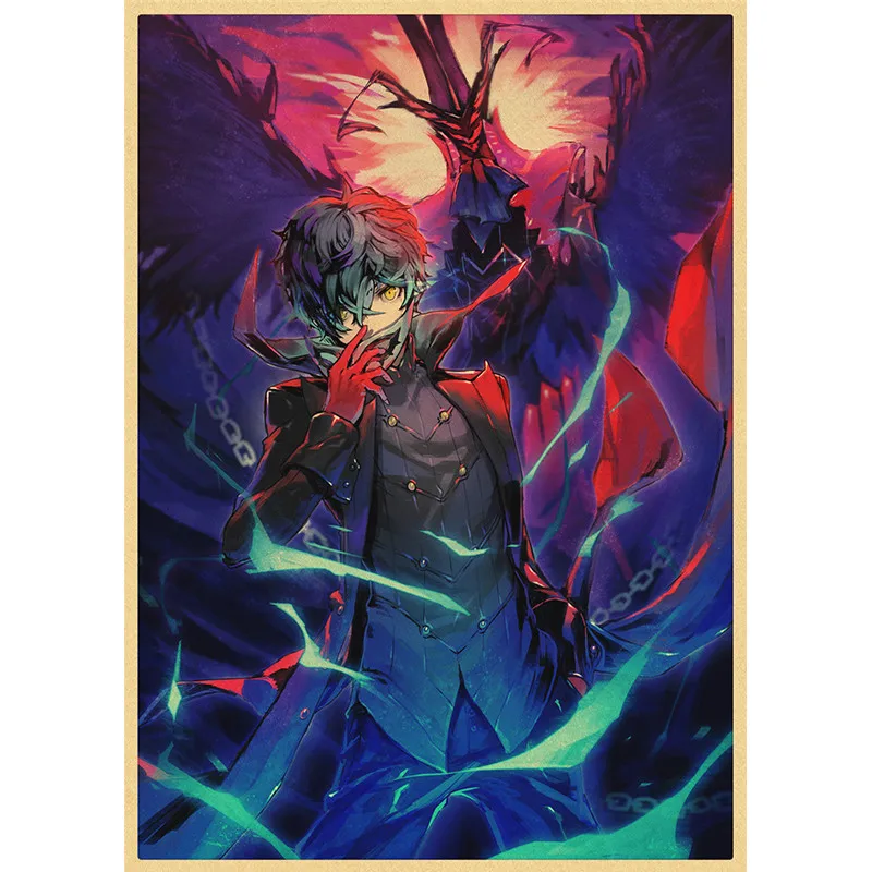 Японское аниме Persona 5 художественные постеры из крафт-бумаги в стиле ретро