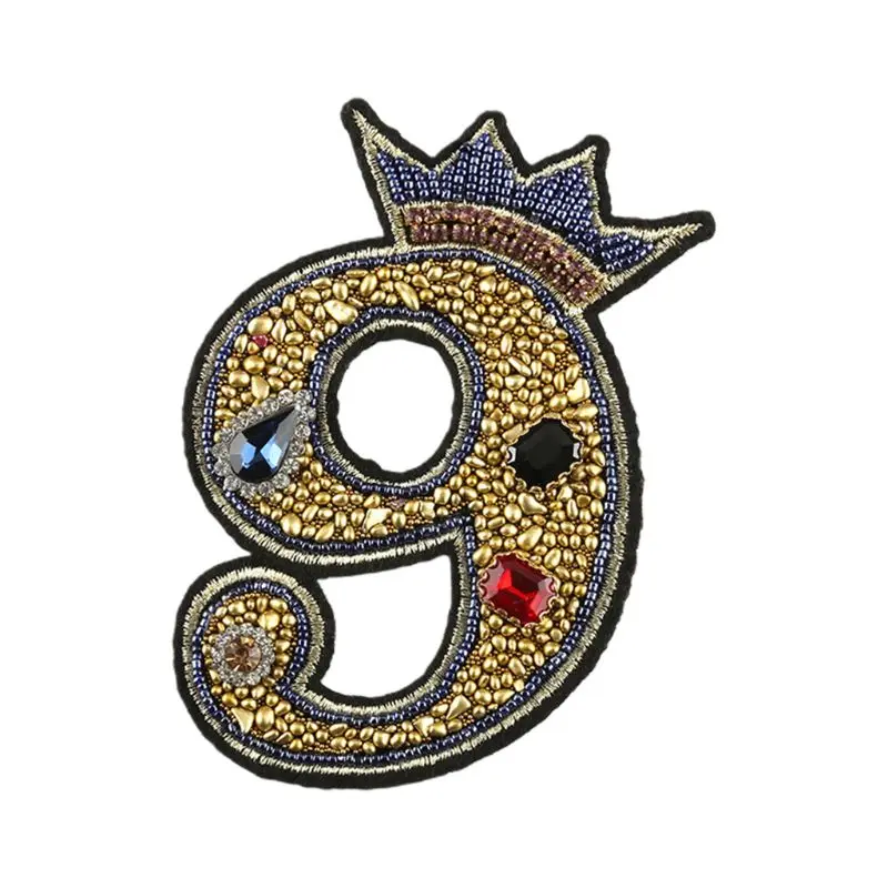 0-9 цифры патч Стразы бисером Корона шитье/Железо на аппликация значок DIY Декор |