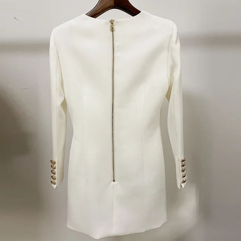 

Quality Women Mini Dress Buttons Sexy V-neck Slim Office Lady's Dresses Autumn Designer High Quality Feminine Blazer Vestido