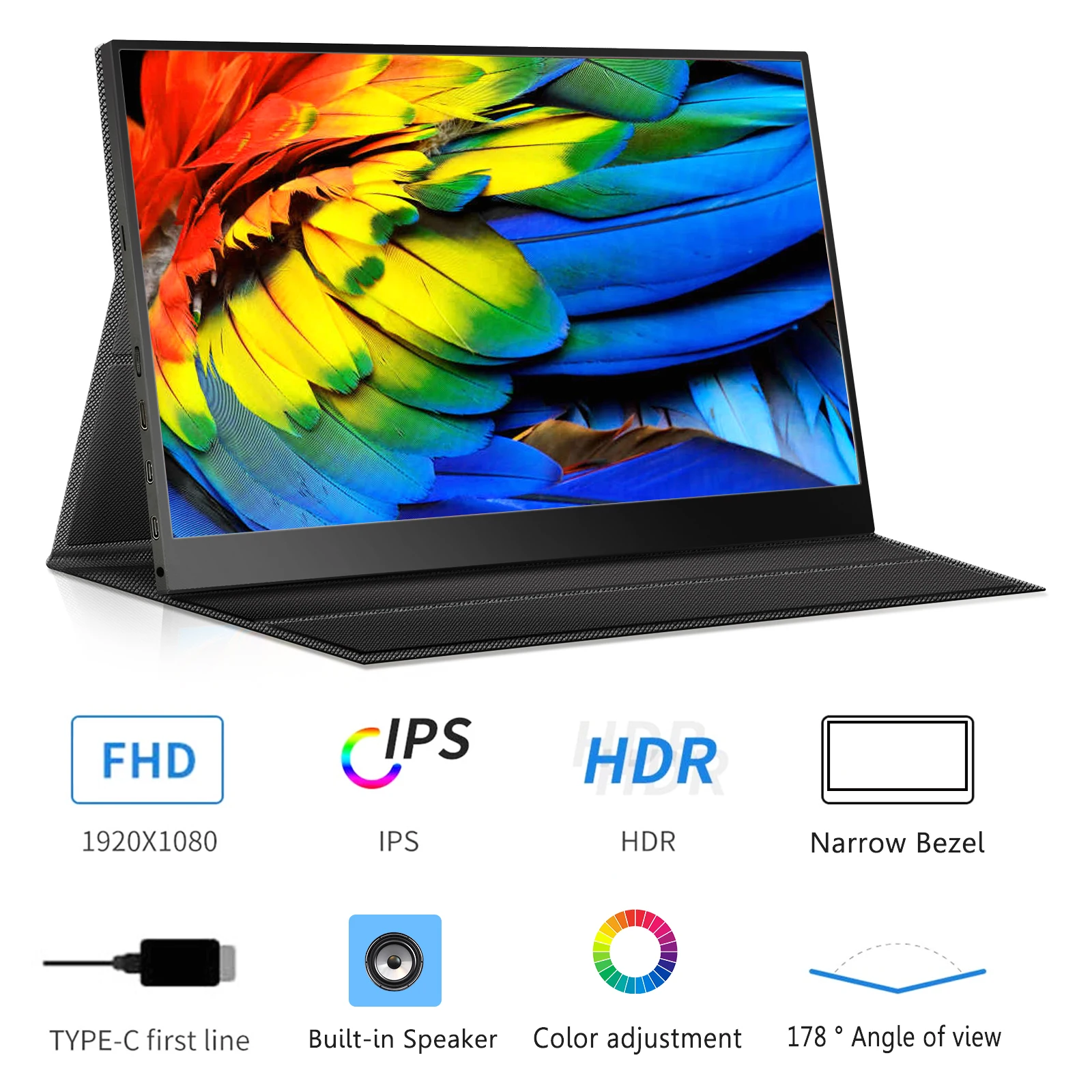 저렴한 17.3 인치 IPS 스크린 모니터 USB TypeC 휴대용 모니터 PC 스위치 Ps4 X 박스 화웨이 Xiaomi 전화 게임 노트북 LCD 디스플레이