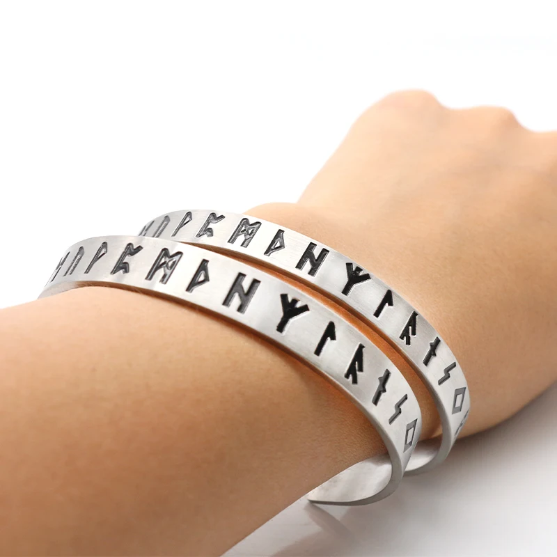 KLDY Новый скандинавский Викинг браслет с рунами регулируемый из нержавеющей