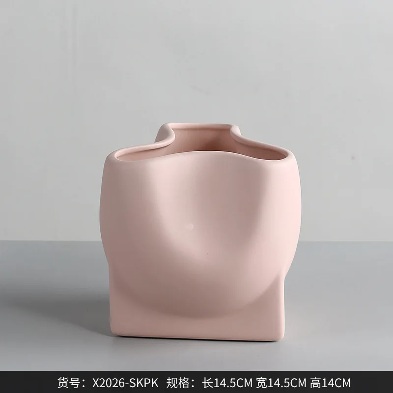 

Home Furnishing Geometric Matte Creative Ceramic Vase Irregular Morandi Colored Flower In Living Room New House