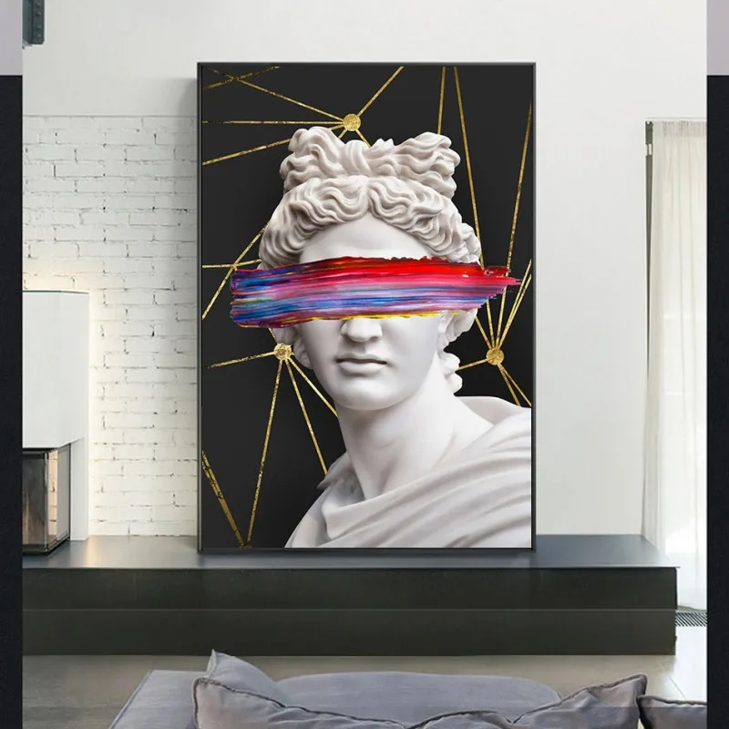 

Face Graffiti Art Vaporwave Sculpture Of Apollo Canvas Art Posters Canvas Paintings On the Wall Art Cover Art For Home Decor