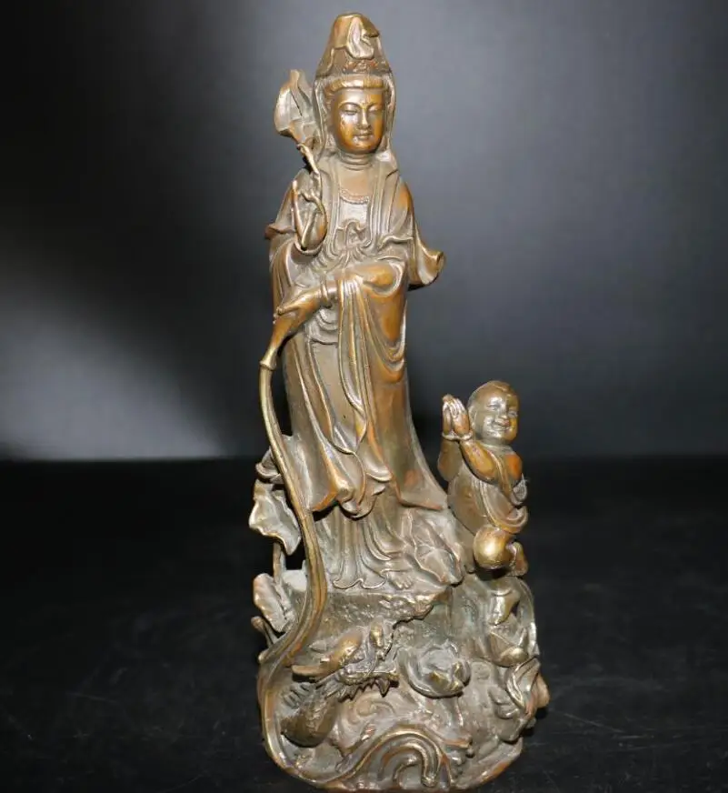 Китай (материк) Латунь Мальчик богини милости ремесла статуя