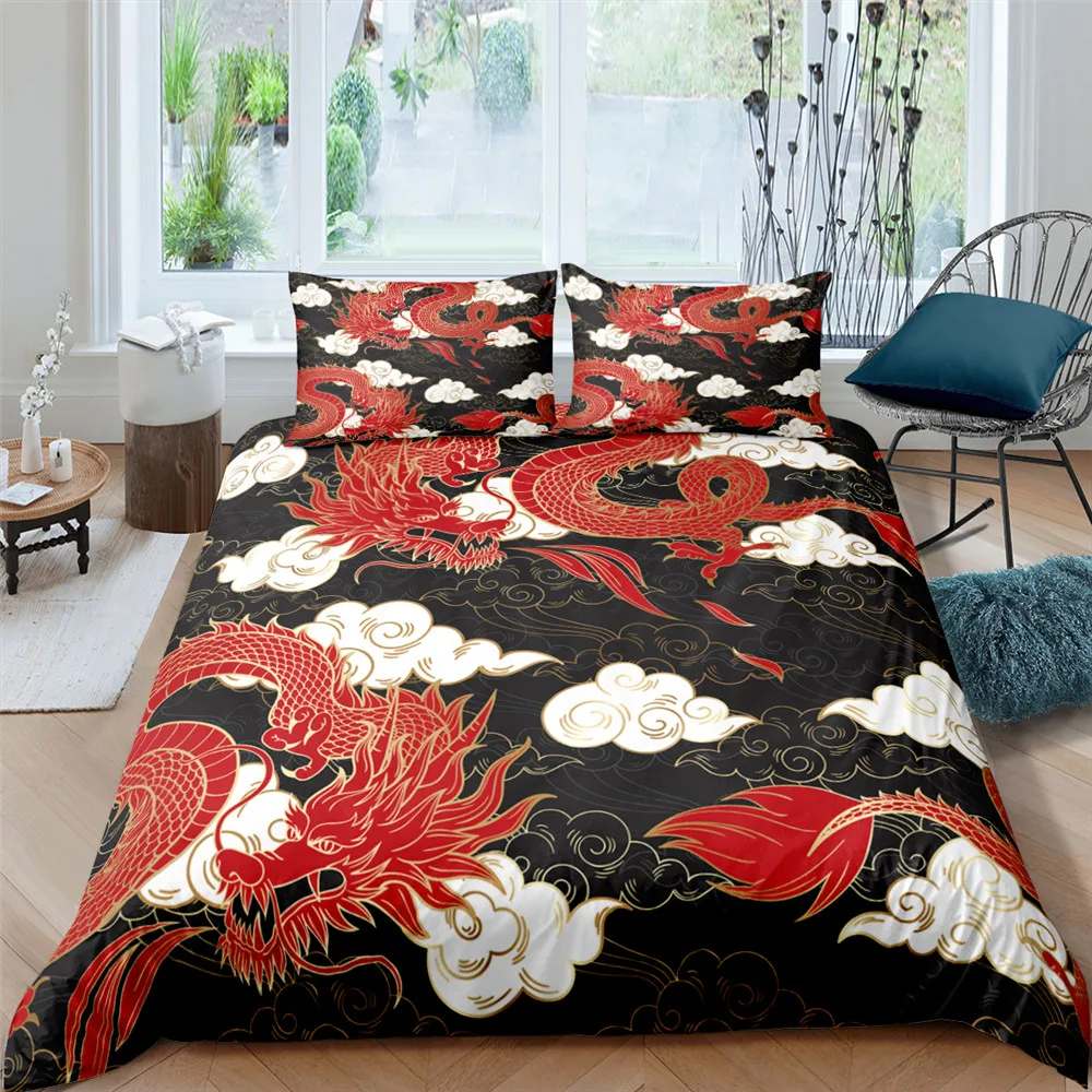 

Bedding Set 3D Dragon Printing Bedclothes Duvet Cover Set Pillowcases Comforter Bed Sets King Queen Twin Single Home Textiles