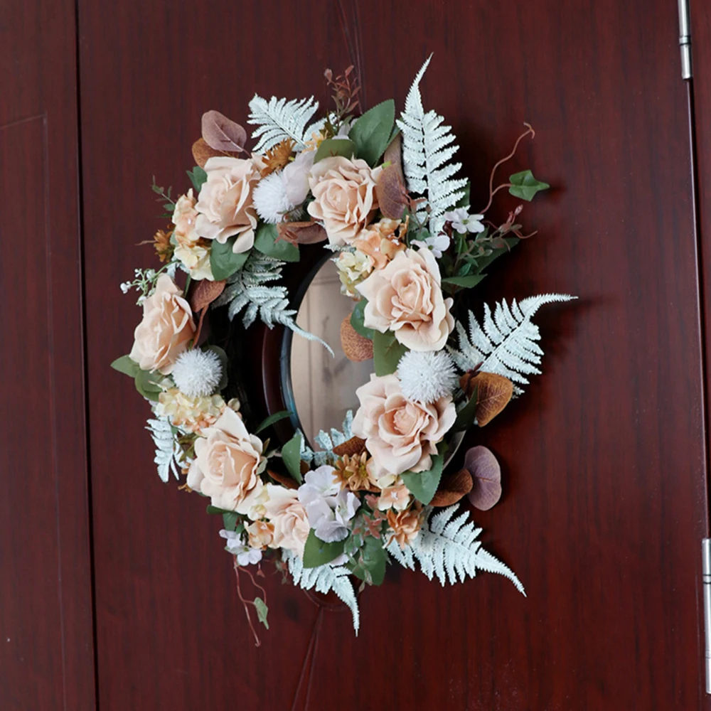 

Artificial Wreath Rose Garland Home Decorations European Style Diameter 50cm For Front Door Decor Plastic Wedding Flower