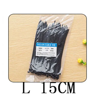 L 15X0.25CM 100 шт. ABS пластиковые кабельные стяжки застежка-молния провода обертывание ремень крепления многофункциональная Автоматическая блокировка галстук - Цвет: L 15X0.25CM