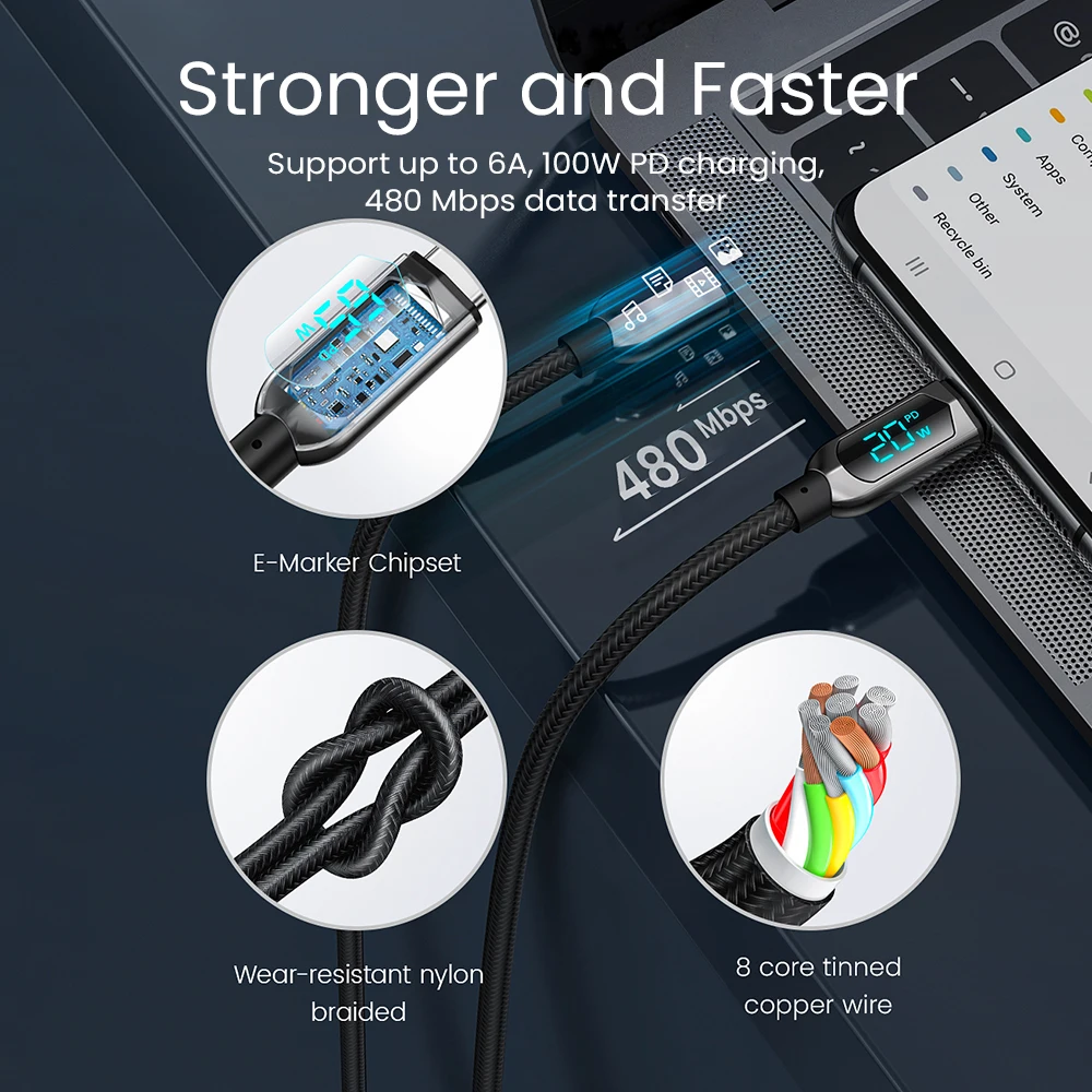 AOHI-cargador Magcube de 65W GaN +, cargador tipo C PD con Cable USB C a C de 100W, cargador r&aacute;pido para MacBook, iPhone 13, 12-4