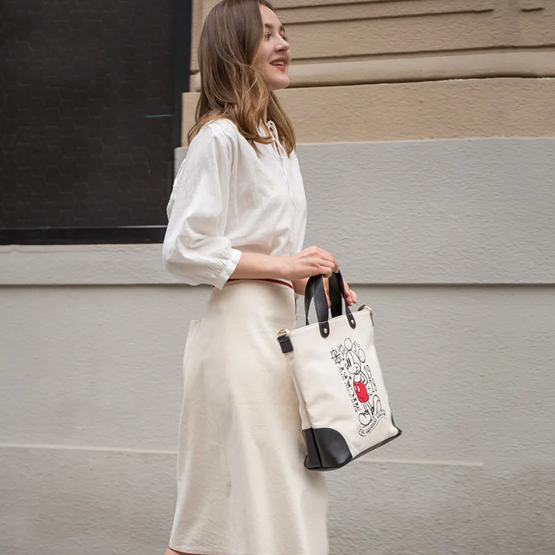 Сумки для девочек Disney 2020 Женская Студенческая Холщовая Сумка с Микки Маусом
