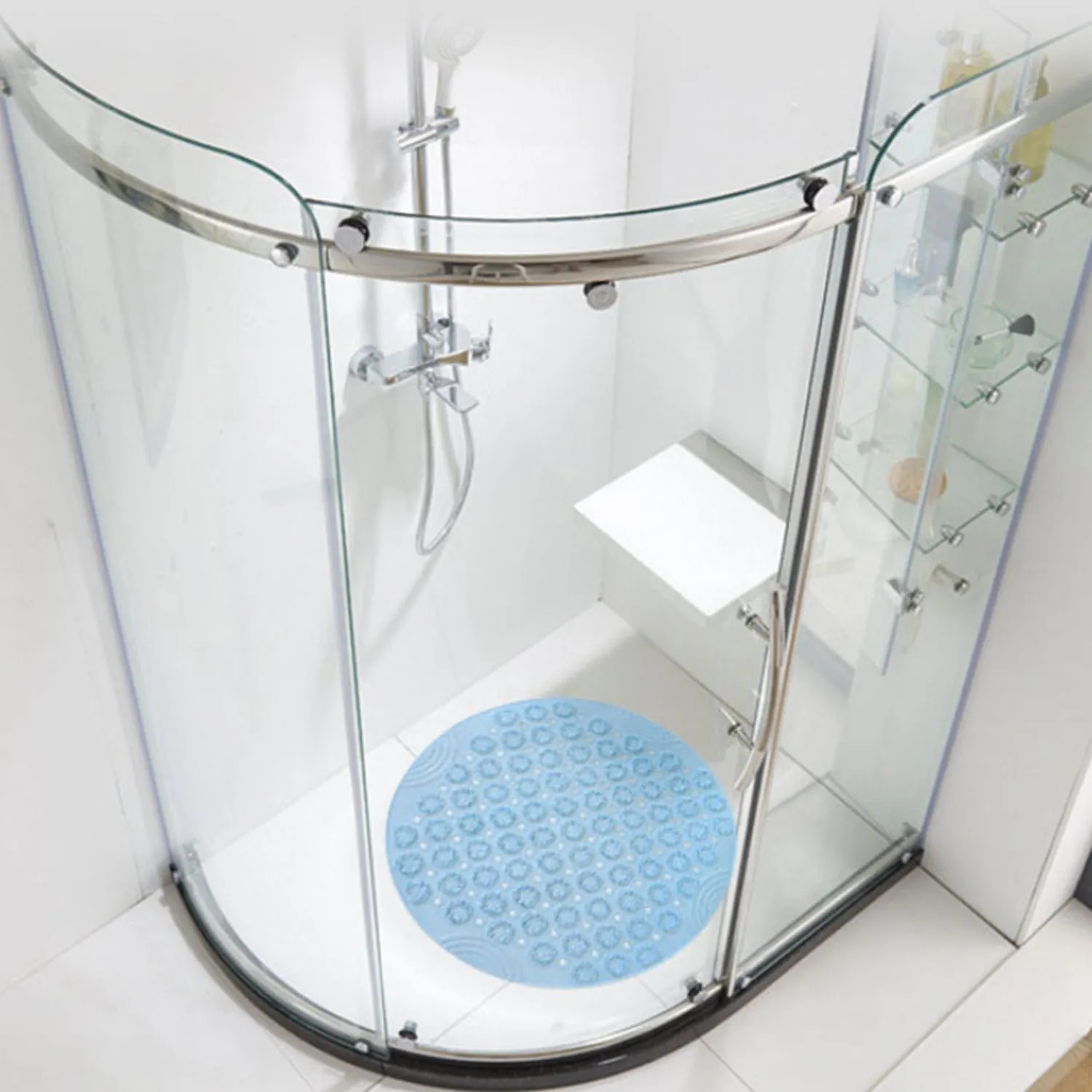 Круглый нескользящий напольный коврик для ванной и душа с присосками массажные