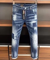 2021 fashion trend dsquared2 ripped paint dot motorcycle jeans for men 9313