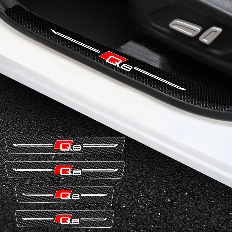 

Car Door Threshold Scuff Plate Carbon Fiber Sill Protector Stickers For Audi Q8 2006 2007-2020 2021 Auto Door Entry Pedal Guards