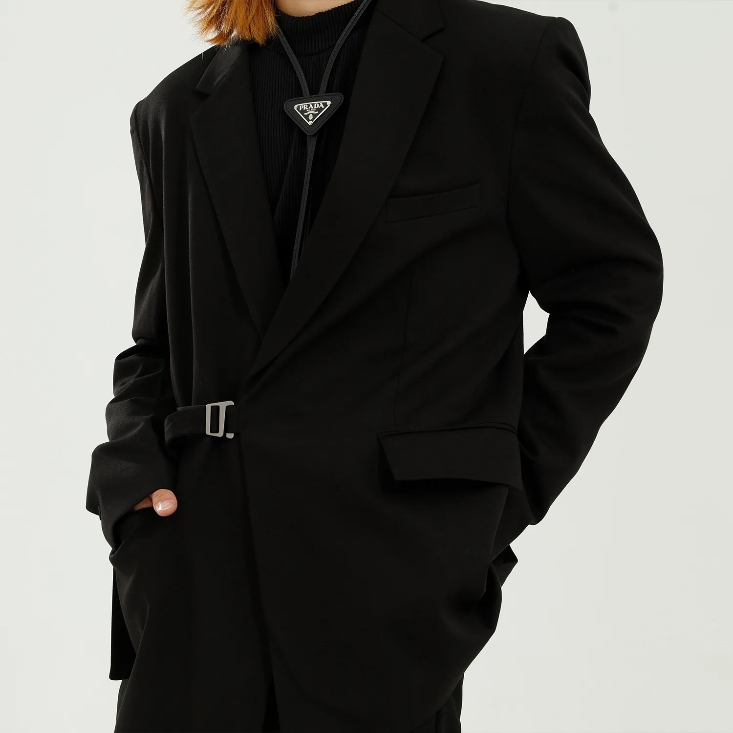 

Blazers Men Casual Loose Lace Up Design Fashion Suit Coat Male Streetwear Korean Chic Suit Blazer Jacket Outerwear Man