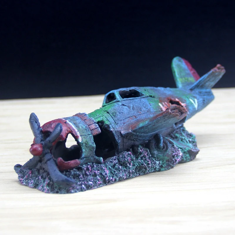 Аквариум для аквариума ландшафтный дизайн украшение из смолы самолет боец