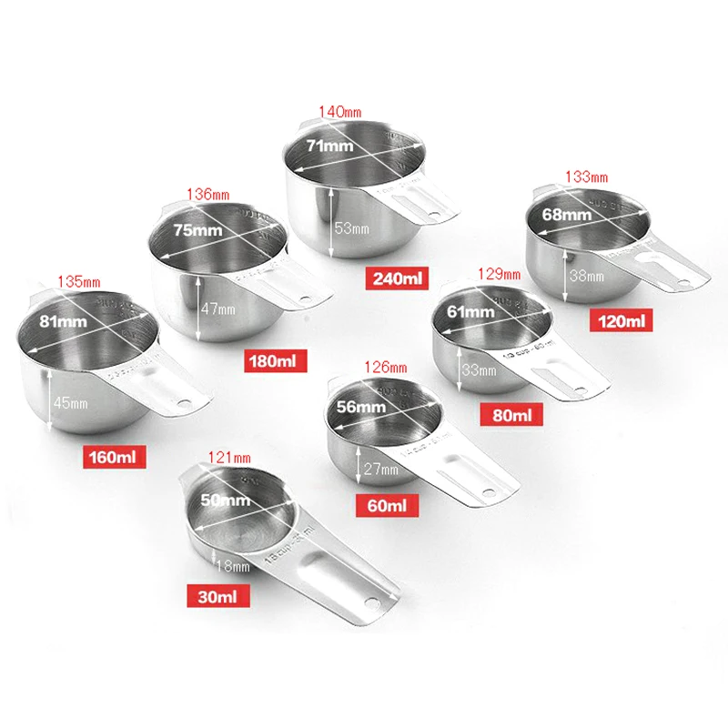 

[7-Piece]Stainless Steel Measuring Cups & 1x Stainless Steel Flour Sifter