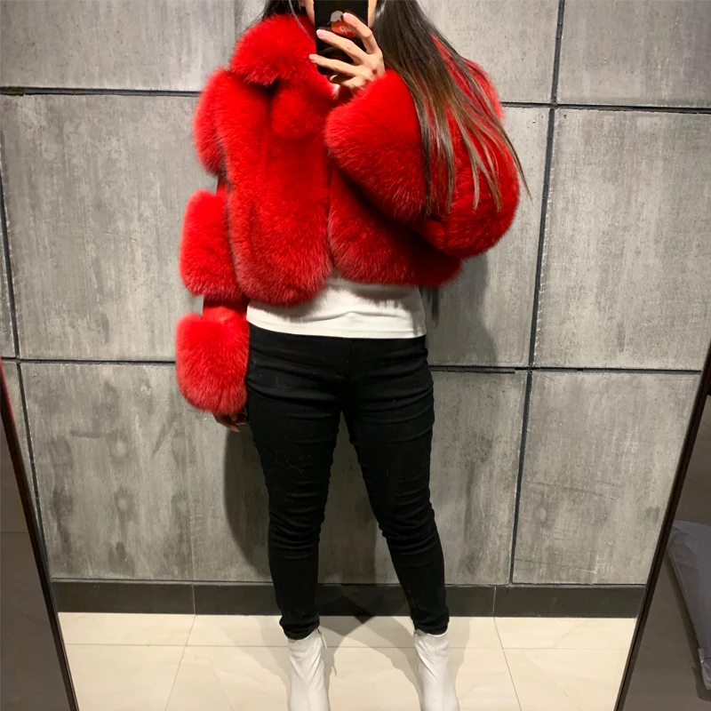 

real natural fox women fur jacket