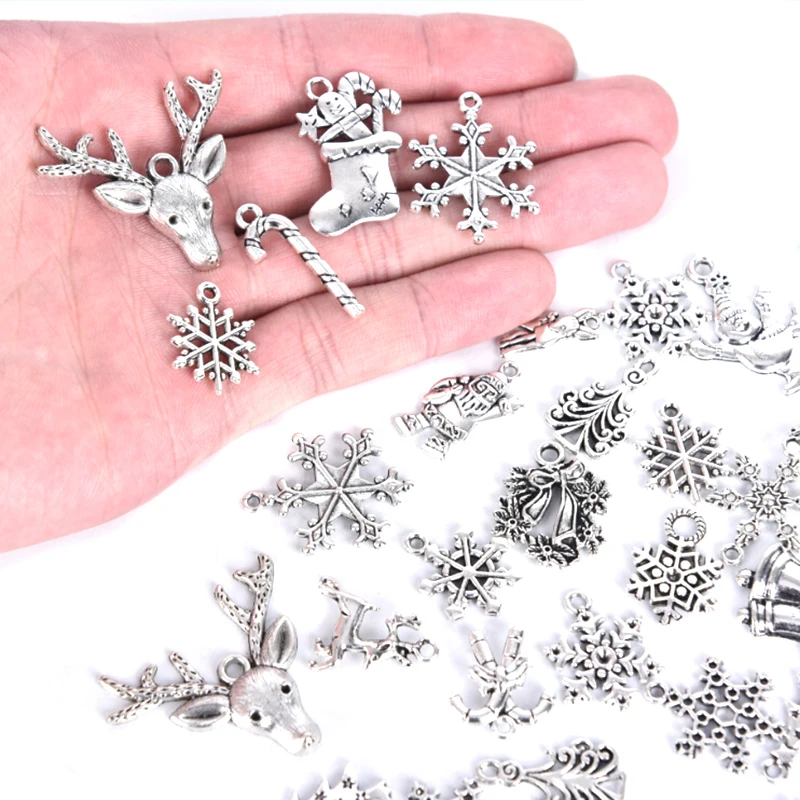 50 шт./лот тибетское серебро мини смешанные Рождественские Подвески Кулон DIY