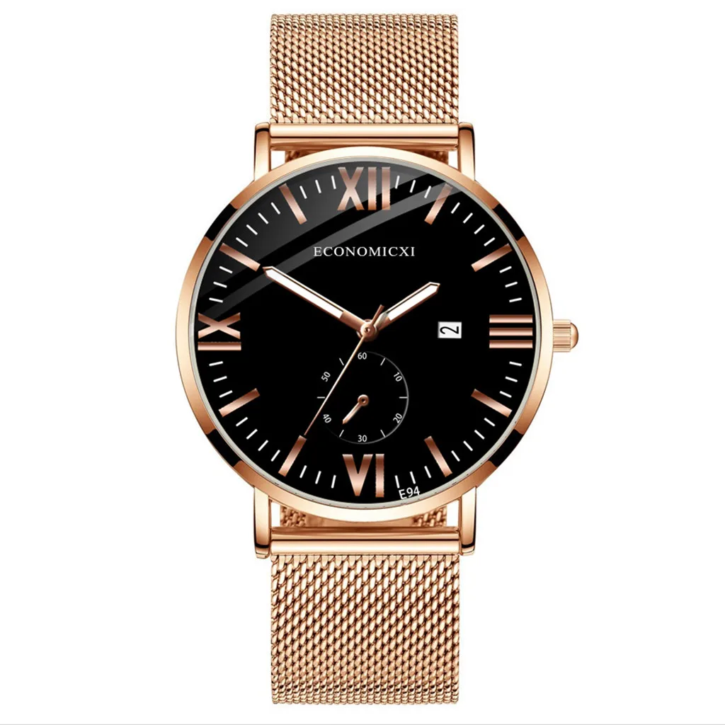 Модные простые часы из нержавеющей стали со светящимся маленьким циферблатом