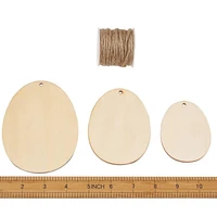 30pcs wooden easter eggs oval pendant diy crafts with hemp cord twine string for home tree door decoration