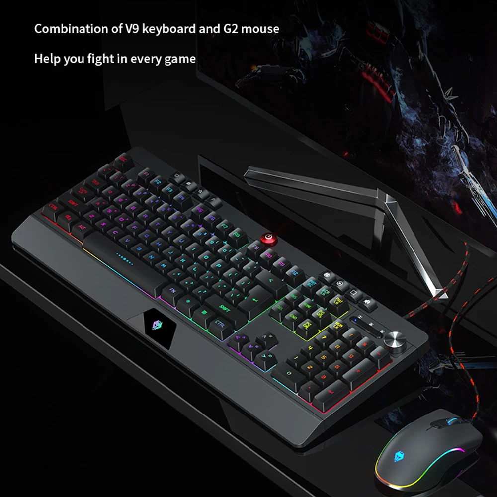 mechanical gaming keyboard rgb led rainbow backlit wired keyboard with red switches for windows gaming pc （mouse keyboard ） free glo