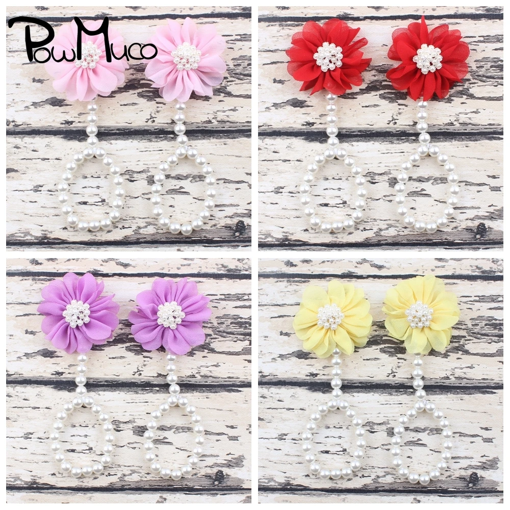 

Powmuco Boutique Pearl Chiffon Flower Infant Barefoot Sandals Solid Color Handmade Floral Baby Foot Decoration Photography Props