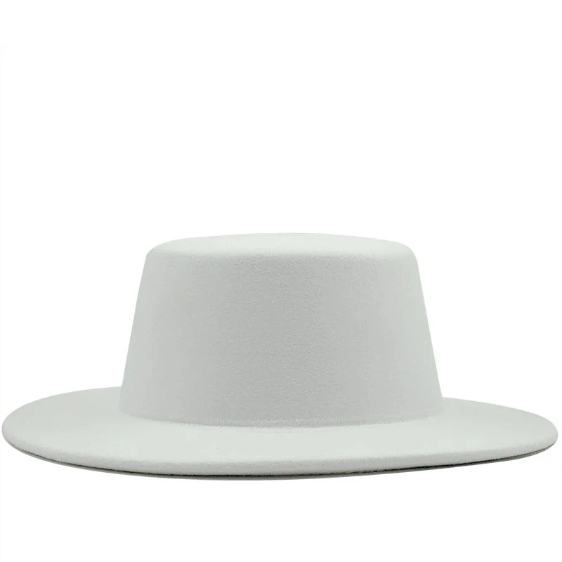 

2020 HOT Women Wool Felt Hats White Wide Brim Fedoras for Wedding Party Church Hats Pork Pie Fedora Hat Floppy Derby Triby Hats