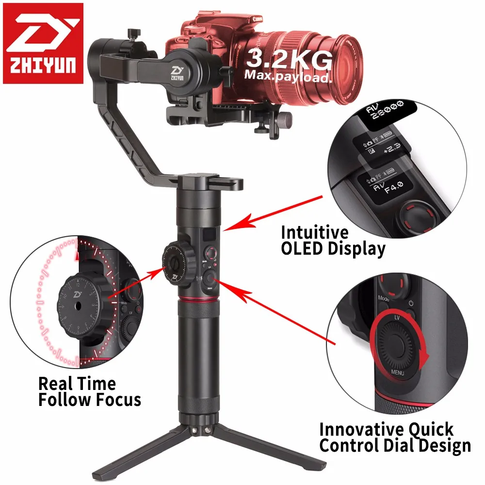 ZHIYUN Crane 2 3-осевому гидростабилизатору Ручной Стабилизатор Для беззеркальных камер DSLR Canon 5D2/3/4 SONY Panasonic с сервоприводом для непрерывного изме...