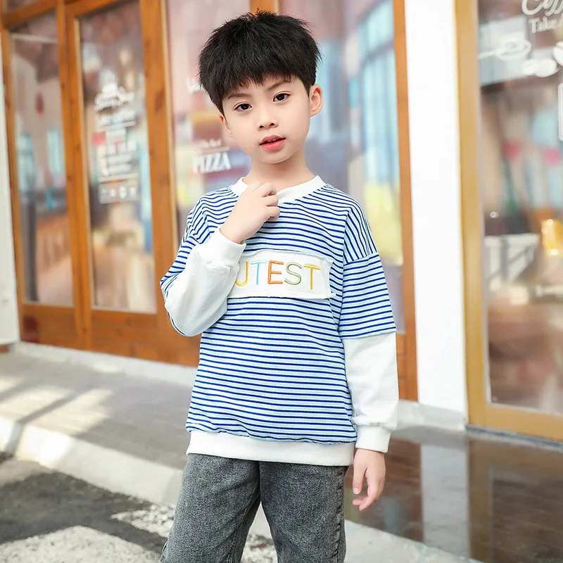 

New Regular Children's Wear Fashion Autumn and Winter Long Sleeve Tops Cotton Kids Clothes Striped Boutique Clothing for Boys