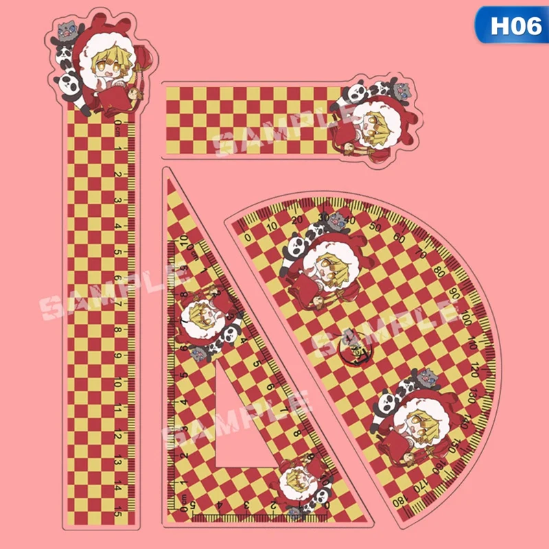 

4Pcs/Set Anime Demon Slayer: Kimetsu No Yaiba Cosplay Ruler Set Measuring Scale Students Cartoon Measure Ruler School Supplies