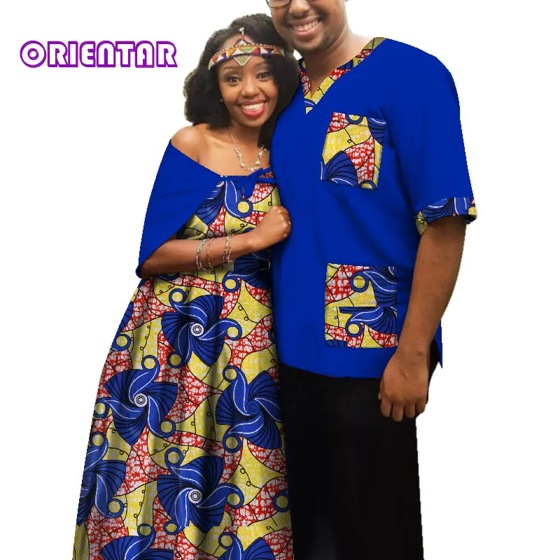 12 Traditional African Clothes for Couples Men Women African Print Long Dress Tops T Shirt Casual Ball Gown Lover Clothing WYQ181 - Цвет: 12