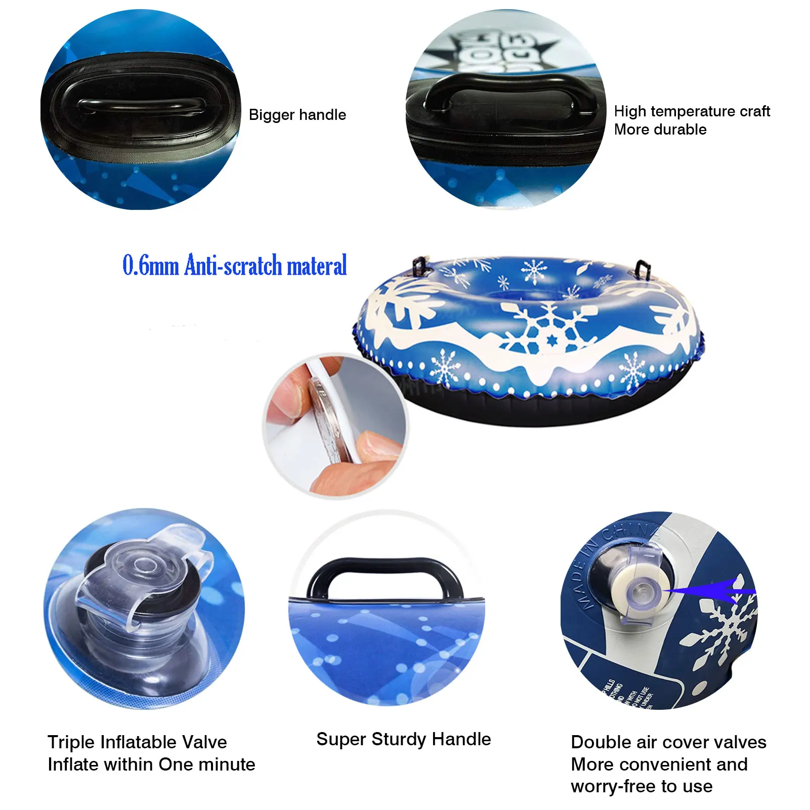 

Snow Tube Inflatable Snow Toy Winter Ski Circle Floated Skiing Board PVC Durable Outdoor Thickened Snow Tube Skiing Accessories