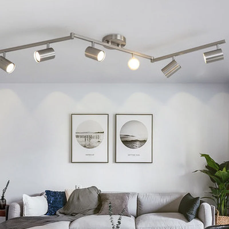 Скандинавская Гостиная ТВ фон настенный потолочный led трековые светильники