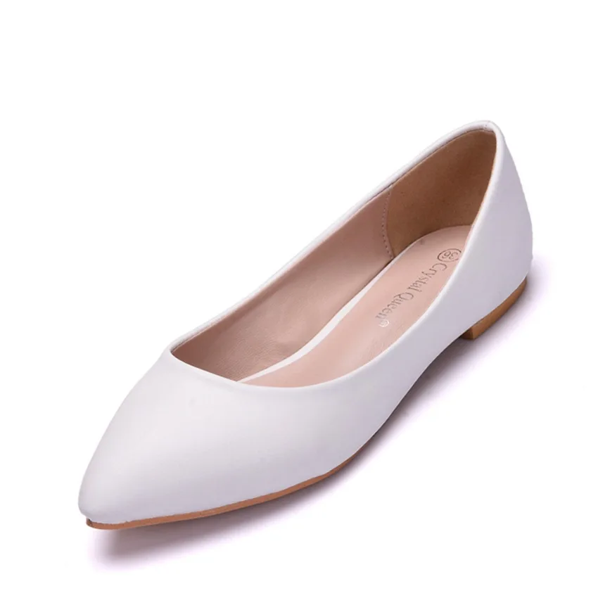 

Europe and America Pointed Flat Single Shoes Fashion Casual Shoes Large Size Womens Shoes Simple Comfort White Wedding Shoes 43